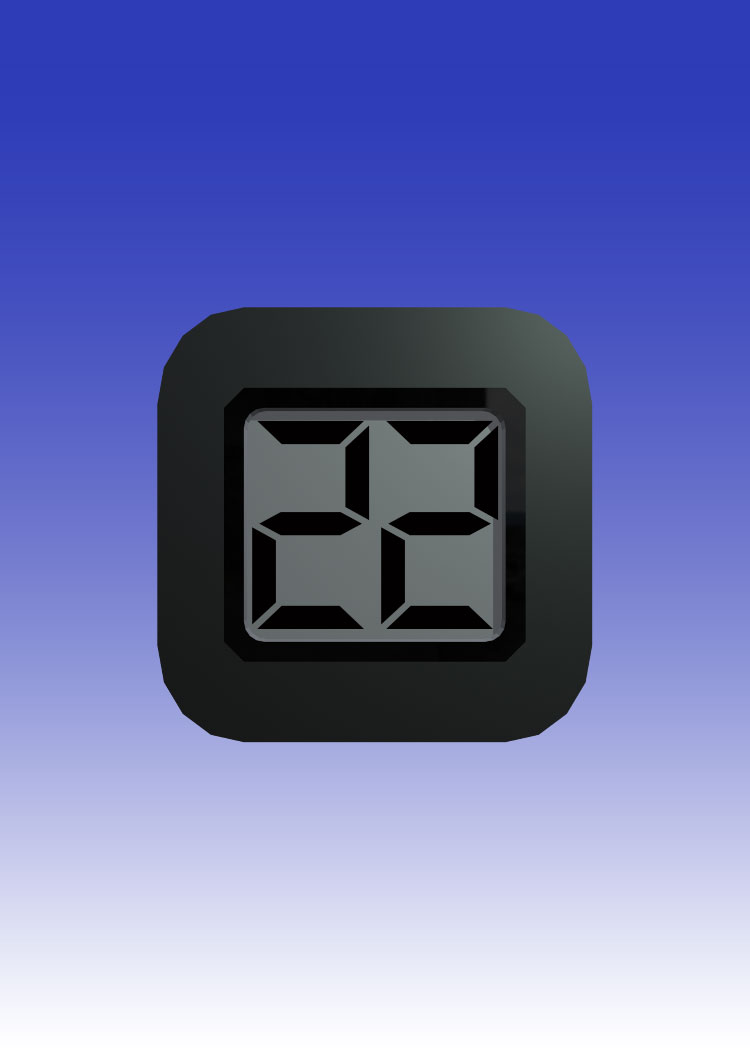 3D image of a digital thermometer on a blue background.