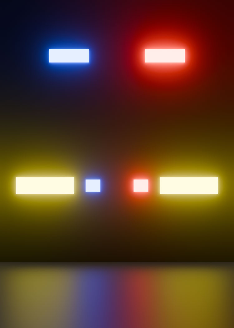 3D image of polics car lights on a black background.